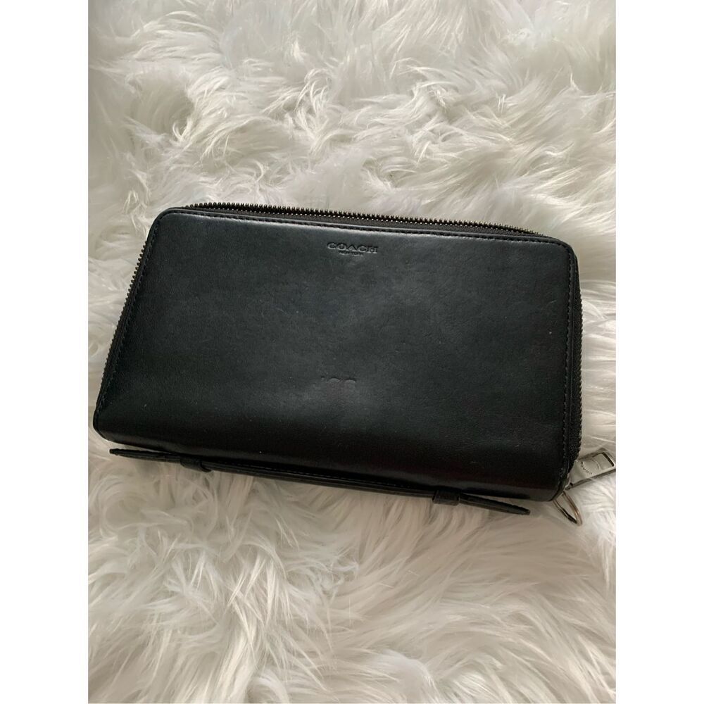COACH  Double Zip Organizer Travel Wallet black leather vintage like